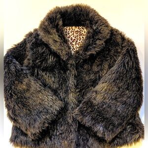 Parigi Girls Faux Fur Size 7/12 Brown with flecks of sparkling gold